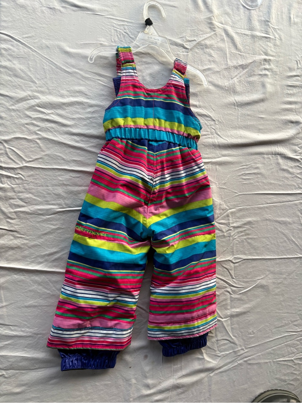 Kids Multicolor Striped Snow Bib - Bright Rainbow